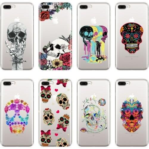 Skull Skeleton Flower Girl Men Back Cover For iPhone 6 S 6S 7 8 X XR XS Max Soft Silicone Phone Case For iPhone 8 7 6S 6 S Plus