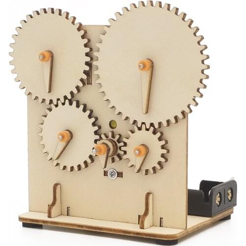 DIY 3D Wooden Mechanical Gear Puzzle Science Stem Model Building Kits Laser Cutting Action by Clockwork Gift Toys for Children