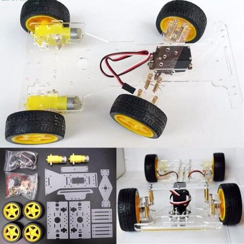 DIY Steering Engine 4 wheel 2 Motor Smart Robot Car Chassis Kit