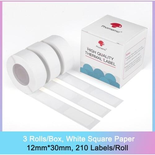 Phomemo D30 Labels 3 Rolls self-Adhesive Label 210 Labels/roll 12mm*30mm Compatible with Phomemo D30 Label Printer for Home