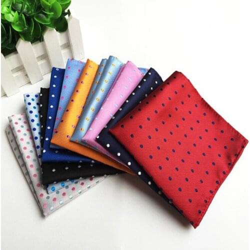 GUSLESON Mens Fashion Colorful Silk Dot Handkerchiefs Business Casual Square Pockets Handkerchief Wedding Hankies