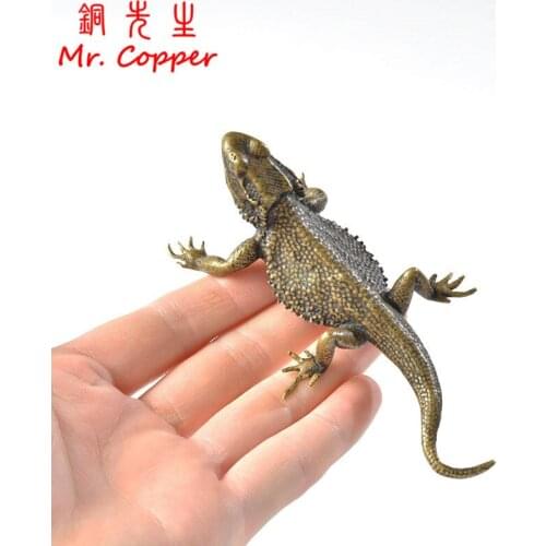 Classical Small Tea Pet Lizard Figurines Miniatures Pure Copper Decoration Accessories Desktop Toy Ornaments Vintage Simulation