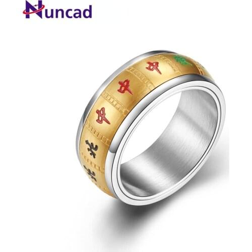 NUNCAD Titanium Steel Mahjong Ring Thirteen Unitary Uniform Big Three Top Four Rings Lucky Touch Win Cards Rotation Ring