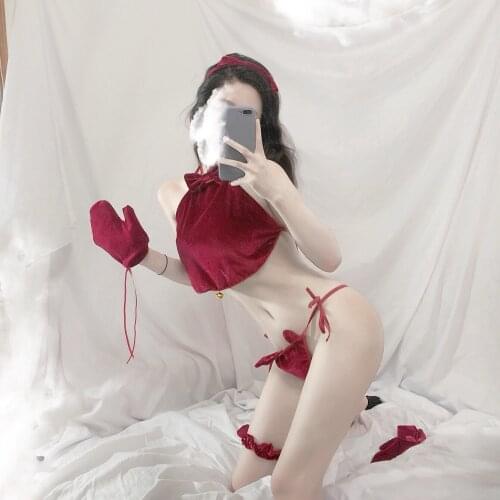 Lovely Neko Cosplay Costume Cute Bellyband Lolita Cat Collar Pierced Bra Brief Set Underwear Sexy Lingerie Bell Pajamas Sets