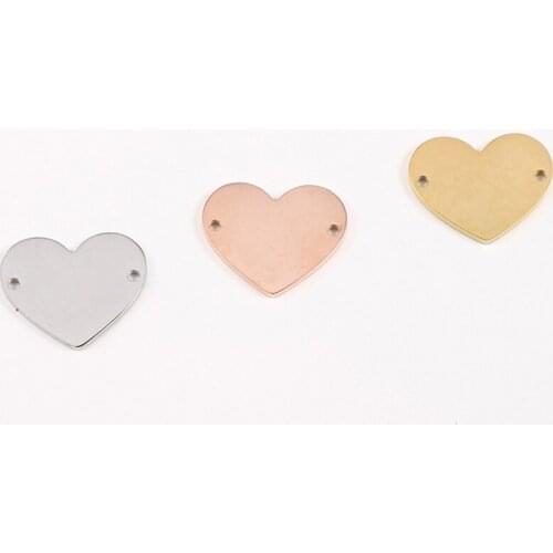 10pcs/Lot Real Stainless Steel Mirror Polish Heart Shaped Charms Inner Hole Connectors for DIY Jewelry Findings 16*20mm