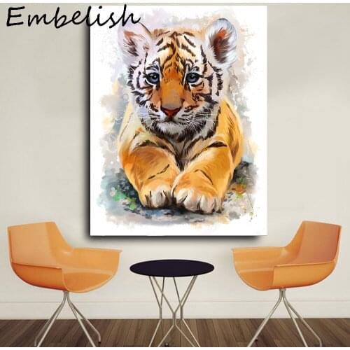 1 Pieces Hot Selling Watercolor Bbay Tiger Home Decor Wall Art Pictures For Living Room Posters HD Print On Canvas Oil Paintings