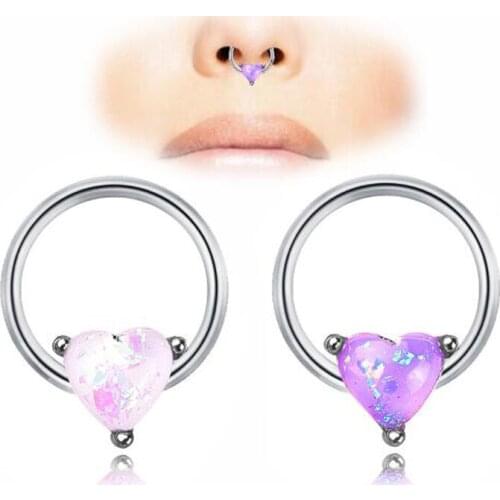Fashion opal puncture nasal ring, nasal buckle and loving nasal nail decorations body jewelry 1pc
