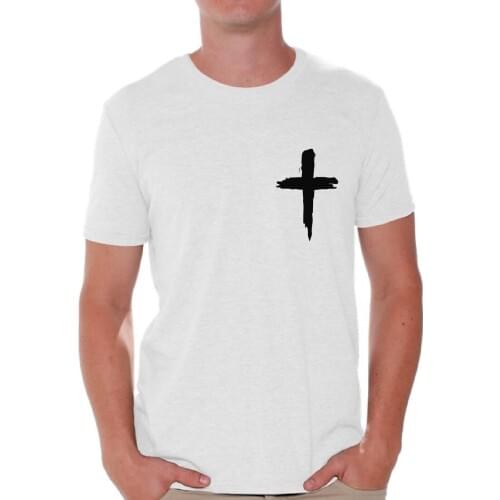 Christian T-shirt Cross Tshirt Men Religious Gifts for Him Christianity Top Cotton Short sleeve T shirt Unisex Euro Size