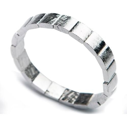 Genuine Natural Gibeon Iron Meteorite Bracelet Rectangle Beads Bangle Women Men 11*4mm Strong Powerful Energy Stone AAAAA