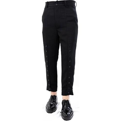 NEW Customizable 27-44 ! Original Mens clothing GD Hair Stylist fashion slim Multiple buttons Ninth pants plus size costumes