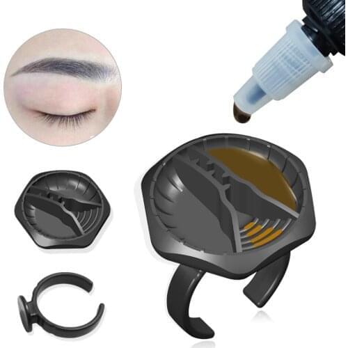 New Arrival Makeup Glue Rings Tattoo Glue Holder Disposable Disposable Ink Cup Pigment Holder Rings Eyelashes Glue Cups Lid Cap