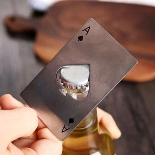 New Portable Stainless Steel Bottle Openers Credit Card Opener Poker Shaped Beer Bottle Opener Bar Tools Kitchen Gadgets