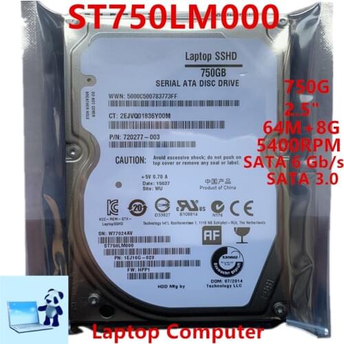 New SSHD For Seagate Brand 750GB 2.5" SATA 6 Gb/s 64MB+8G 5400RPM For Internal Hard Disk For Notebook HDD For ST750LM000