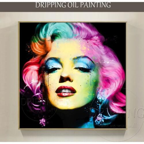 Excellent Artist Design Hand-painted High Quality Colorful Portrait Marilyn Monroe Oil Painting Abstract Marilyn Face Painting