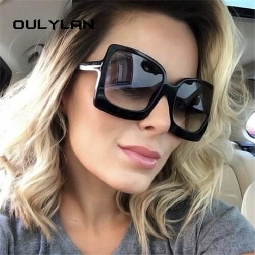 Oulylan Vintage Square Sunglasses Women Retro Brand Designer Oversize Sun Glasses Gradient Big Frame Shade Eyewear UV400