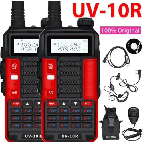 2PCS Walkie Talkie Baofeng UV 10R Professional Talkie High Power Dual Band 2 way Ham Radio hf Transceiver VHF UHF Upgrade UV-5R