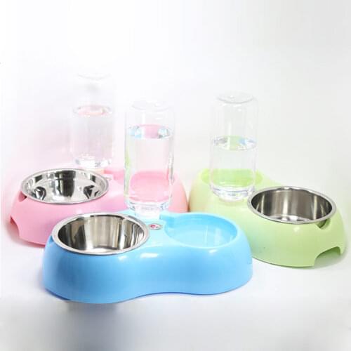 Personalized Portable Pet Products PP Plastic And Stainless Steel Pet Bowl Dog Food Bowl Dog Stuff Dog Water Bottle Cat Bowl