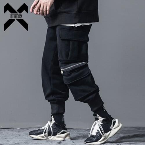 11 BYBBS DARK Hip Hop Winter Fleece Harem Pants Men Streetwear Joggers High Street Pockets Male Streetwear Black Harajuku WB030