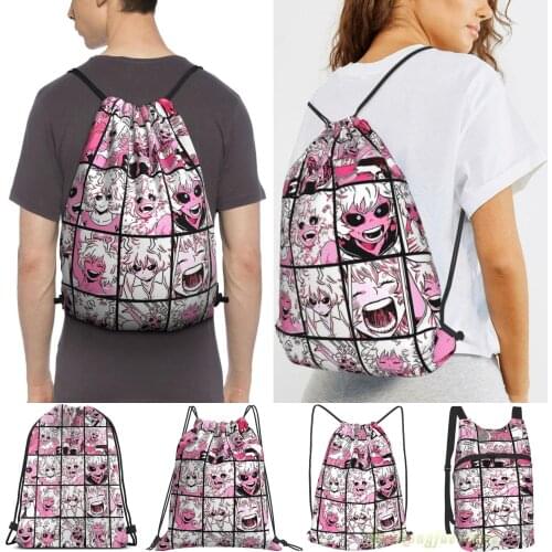 Unisex Drawstring Bags Mina Ashido Collage Women Drawstring Backpacks Men Outdoor Travel Backpacks Training Fitness Bag