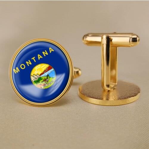 Seal of Montana State of United States of America Map Flag Cufflinks