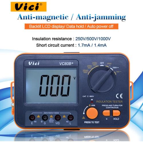 Vici VC60B+ digital Insulation Resistance meter Tester Megohmmeter Ohmmeter Voltmeter DVM 1000V 2G w/ LCD Backlight