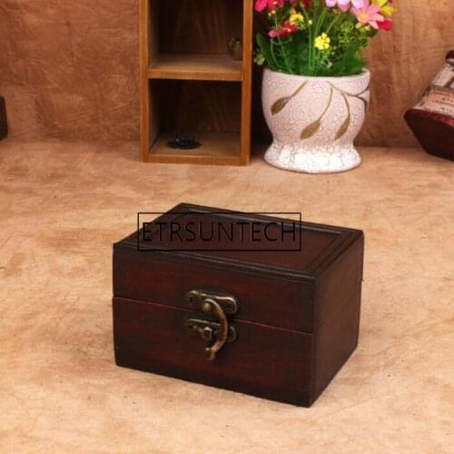 Vintage Wood Lock Jewelry Case Pearl Necklace Bracelet Storage Box Retro Treasure Organizer Boxes 50pcs
