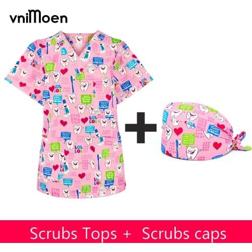 Vnimoen Hospital Staff Scrubs Tops Nursing Uniform for Male Female Dental Clinic Supplies Nurse Women Uniforms Shirt Wholesale
