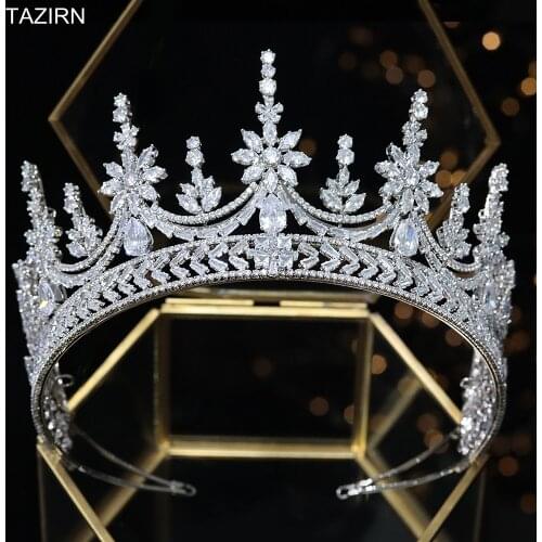 Elegant Crowns Zircon Tiaras Wedding Hair Accessories CZ Bridal Dress Jewelry Queen Diadem Best Birthday Gifts Women Headpieces
