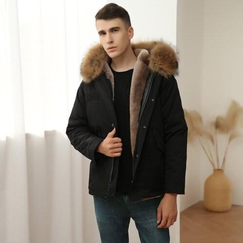 MENINA BONITA 2021 Fashion Parka Winter Jacket Men Real Natural Raccoon Fur Collar Hooded Coat Warm Thick Detachable Streetwear