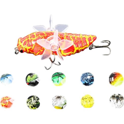 1Pcs Cicada Whopper Topwater Popper Fishing Lures 75mm 15.5g Hard Bait Wobblers Rotating Double Propeller Fishing Tackle