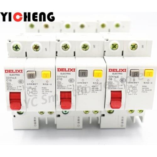 1Pcs Leakage switch HDBE DZ47LE 1P+ N C type 6-32A Leakage protection circuit breaker DZ47SLE
