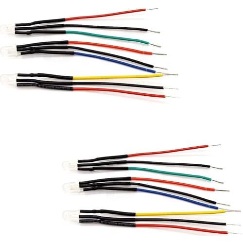 100Pcs 3V 5V 6V 9V 12V 24V 36V 48V 110V 220V 3mm Bi-Color Double Color Common Cathode Pre-wired LED With 20cm Wire