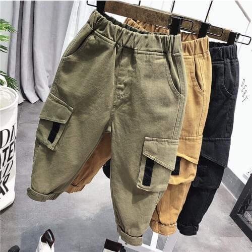 2020 Kids Boys Cargo pants Fashion Clothes Casual Pants Cotton Clothing Children Baby Boy Popular Long Trousers AS1