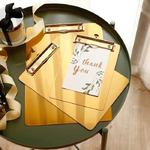 A4 A5 A6 Nordic gold document board 430 stainless steel folder board business office information plywood financial bill baffle