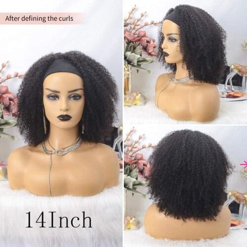 Afro Kinky Curly Headband Wigs 180% Daily Wigs For Black Women Synthetic Hair Wigs Full Machine Wigs