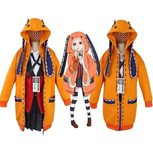 Anime Kakegurui Compulsive Gambler Yomotsuki Runa Cosplay Costume Rabbit Ear Hoodie Halloween Costume for Women