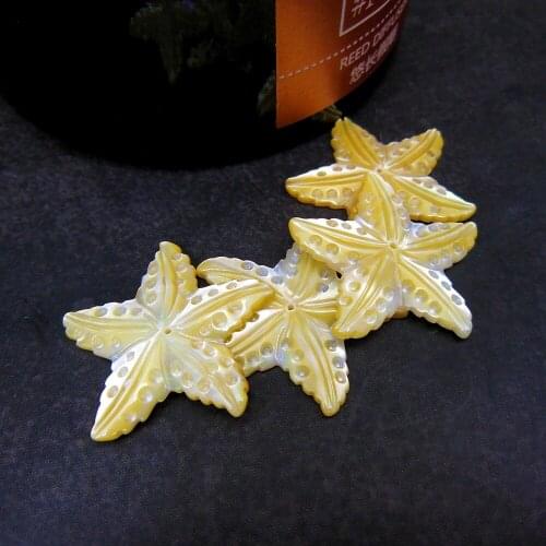 5pc Starfish Shell Beads Accessories For Jewelry Making Carved Pearl Shell Loose Bead DIY Findings 25mm DYL0129