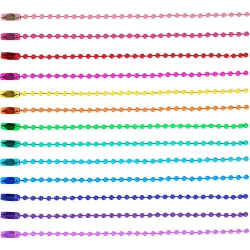 20pcs/lot 12CM Length Colorful Ball Bead Chains Fits KeyRing/Key Chain/Dolls/Label Hand Tag Connector DIY Jewelry Making