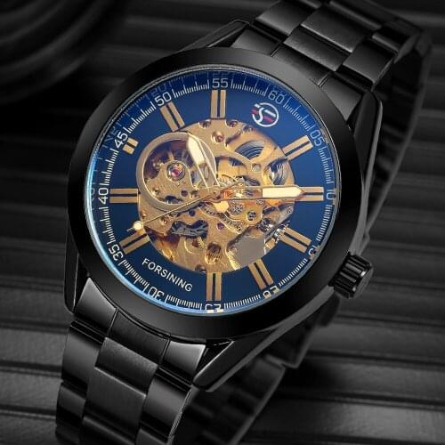 Forsining Top Luxury Brand Watch Men Automatic Mechanical Skeleton Watches Roman Numerals Fashion Dress Stainless Wristwatch