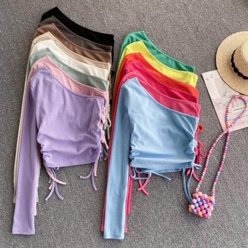 Женские однотонные футболки Foamlina China At AliExpress