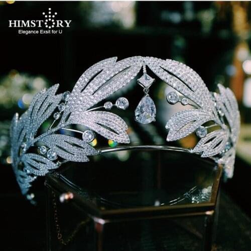 HIMSTORY Luxury Elegant Princess Birthday Tiaras Crown Hair Accessories Wedding Crown Headdress Crystal Wedding Headwear