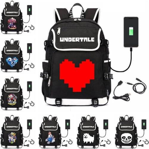 Game Sans Papyrus Firsk Annoying Dog USB Backpack Bag Travel Book School Bags Cosplay Men Student School Package Backpacks