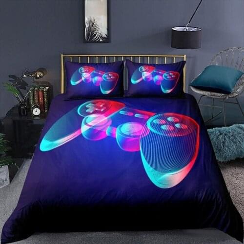 Colorful Purple Gamepad Kids Bedding Sets Duvet Cover Sets Fashion Game Gamer Quilt Comforter Covers 2/3 Pcs Queen King Size