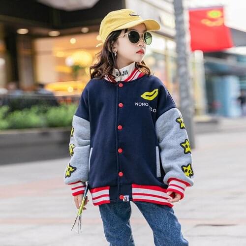 Kids Girls Winter Fleece Jackets 10 12 years Fashion Warm Baseball Coat