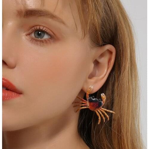 Fashion Personality Animal Crab Dangle Drop Earrings for Women Summer Holiday Beach Cute Design Metal Earrings Jewelry Wholesale