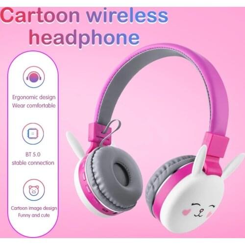 Cartoon Bluetooth Headset Cute Kids Girl Learning Wireless Headphones Noise Cancelling earphone Cat Rabbit Animal Wireless Music