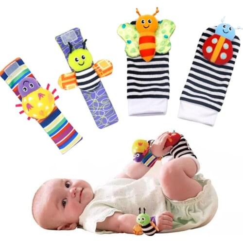 2 Pcs Cartoon Baby Toys Socks 0-12 Months Baby Rattles Children Infant Newborn Toys Soft Plush Sock Baby Rattle Toy Wrist