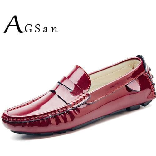 AGSan men penny loafers patent leather moccasins burgundy size 47 46 45 driving shoes men 11 10.5 10 9.5 leather loafers white