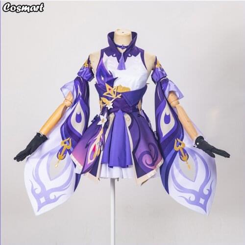 [Customize]Anime Genshin Impact Keqing Game Suit Purple Lovely Dress Gorgeous Uniform Cosplay Costume Halloween Outfit For Women