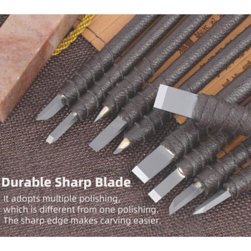 Tungsten Steel Carving Knife Set Carving Knife Set Wood Carving Jade Carving Seal Hand Tools With Leather Bag Hand Tools